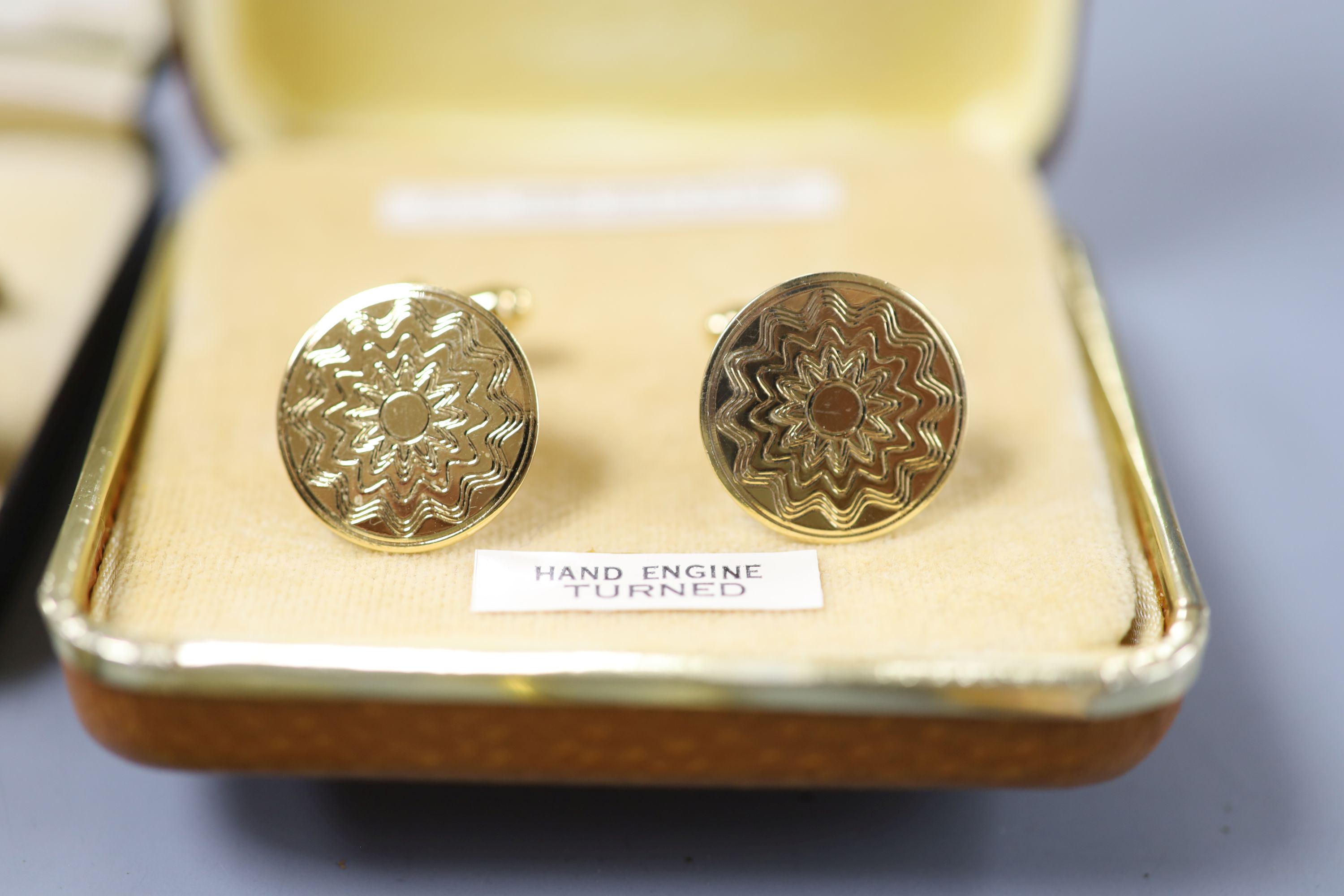 A 9ct and paste set ring, a 9ct gold aeroplane stud, 10kt cross pendant necklace and a quantity of other jewellery, watch, coins etc. including costume.
